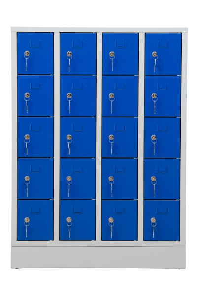 Gürkan Schließfachschrank, 15 x 80 x 110 cm, Lichtgrau, Enzianblau, EU Zylinderschloss, PEL.20(4.5), 111037
