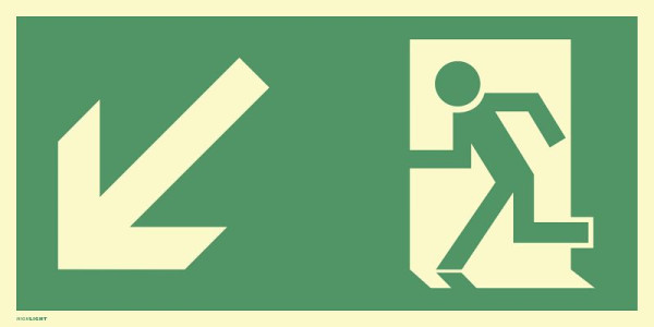 Moedel Rettungsweg links abwärts, Folie, langnachleuchtend, 160-mcd, 400x200 mm, 60509