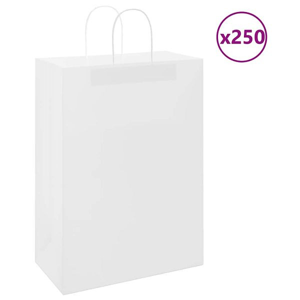 vidaXL Papiertragetaschen 250 Stk. mit Henkeln Weiß 32x17x44 cm, 4101622