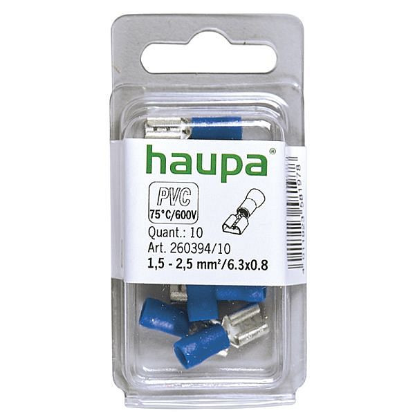 Haupa Flachsteckhülse blau PVC-isoliert 1,5-2,5 mm²/6, Steckerabmessungen: flach 6,3x0,8 mm, VE: 10 Stück, 260394/10