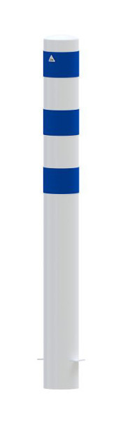 Schake Rammschutzpoller Ø 152 mm, mit 3 blau reflektierenden Streifen, weiß pulverbeschichtet, 4L151BSBL