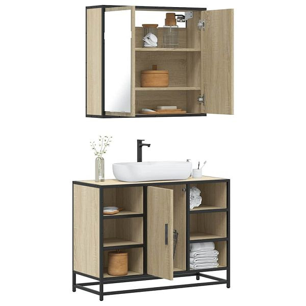 vidaXL 2-tlg. Badmöbel-Set Sonoma-Eiche Holzwerkstoff, 3300911