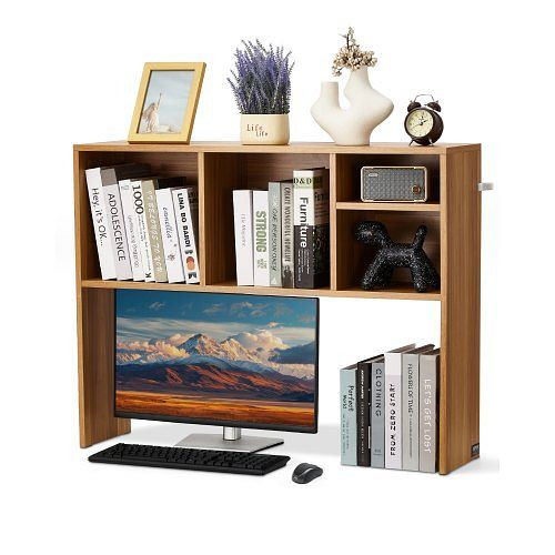 VEVOR 1-stufiges Schreibtisch-Bücherregal (94 x 24 x 73 cm) aus Spanplatten, rutschfeste Füße, Holzfarbe, für Büro/Wohnheim, ZMSJDNZSJMB1F3THLV0
