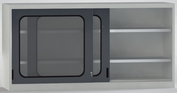 KLW Schiebetürenschrank-Aufsatz 1000x2000x525mm, Acryl-Schiebetüren mit Gummieinfassung, je 2 verstellbare Fachböden links/rechts, 7SN-UL1000FB-1020MRA