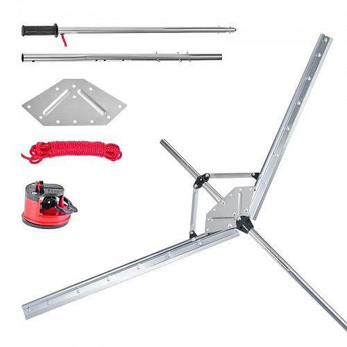 VEVOR Teichrechen, Unkrautrechen 157 cm Schnittbreite, Stahlklingen, 9 m Nylonseil, für Rohrkolben, Schilf, Seerosenblätter, SCPSBK55FT305KMPNV0