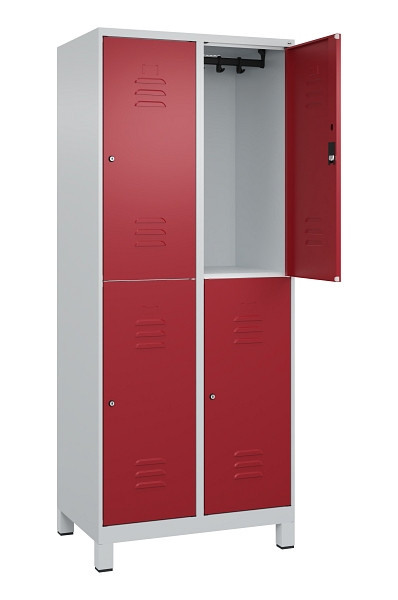 C+P Doppelstock-Spind Classic PLUS, Füße, 2 Abteile, 1950x800x500mm, 7035/3003, 080310-22 S10016
