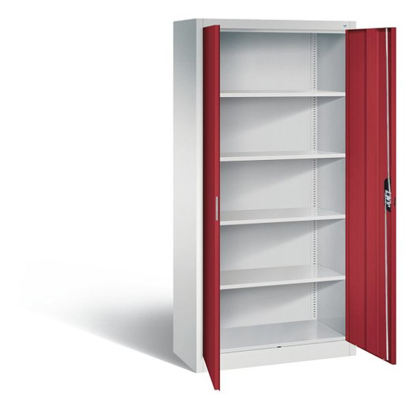 C+P Büroschrank Acurado, H1950xB930xT400mm, Farbe: Lichtgrau / Rubinrot, Muldengriff, 5 OH, 9260-000 S11312