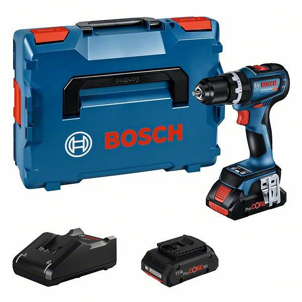 Bosch Akku-Schlagbohrschrauber GSB 18V-90 C, 2 Akku ProCORE18V 4.0Ah, Ladegerät und L-BOXX, 06019K6105