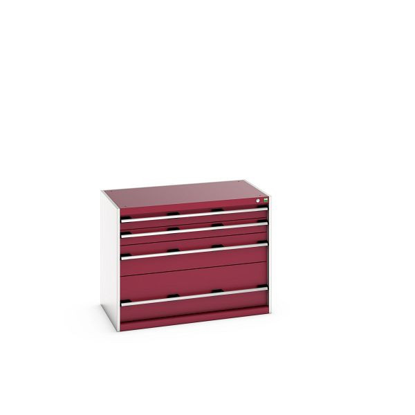 bott cubio Schubladenschrank bestückt mit 4 Schubladen, BxTxH: 1050x650x800mm, RAL 7035/3004, 40021007.24V