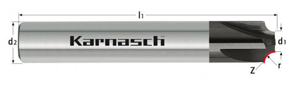 Karnasch Viertelkreis-Profilfräser, konkav, lang r= 0,5 mm Z= 4 UFX - 3, 3064940050