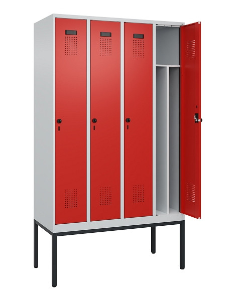 C+P Spind Evolo PLUS, Gestell, 4 Abteile, 2120x1200x500mm, 7035/3020, Verschluss Drehriegel, 0490307-40F S10005