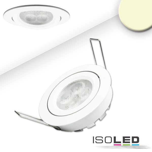 ISOLED LED Einbaustrahler, weiß, 8W, 72°, rund, warmweiß, dimmbar, 112049