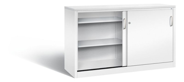 C+P Sideboard mit Schiebetüren Acurado, H1000xB1600xT500mm, Farbe: Verkehrsweiß, Bügelgriff, 2156-00 S10102