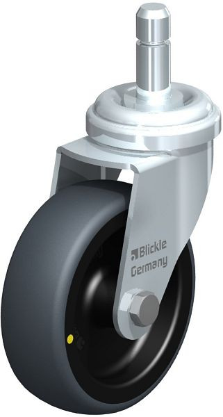 Blickle LRA-TPA 75G-ELS-ES Apparate-Lenkrolle mit Einsteckstift, Thermoplastisches Gummi-Elastomer, Grau, 645275