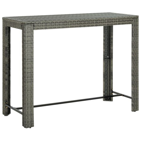 vidaXL Garten-Bartisch Grau 140,5x60,5x110,5 cm Poly Rattan, 45878