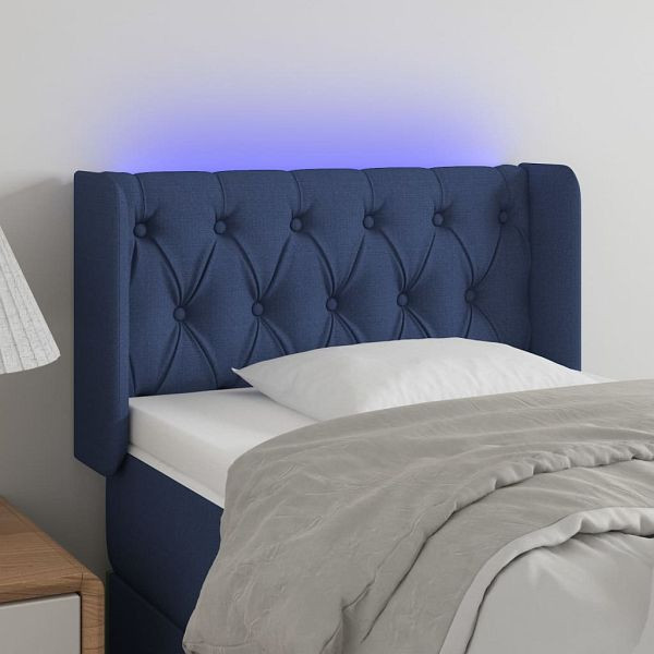 vidaXL LED Kopfteil Blau 83x16x78/88 cm Stoff (Polyester), 3123552