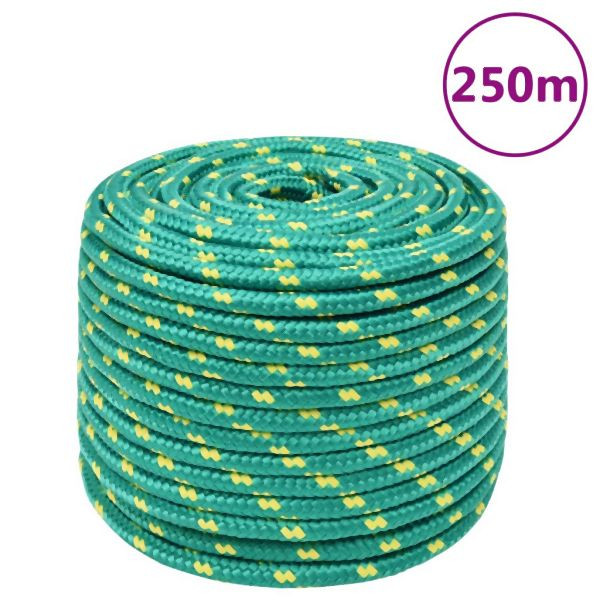 vidaXL Bootsseil Grün 12 mm 250 m Polypropylen, auf Segelbooten, 152726
