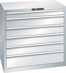 LISTA Schubladenschrank 54x36E (BxTxH) 1023x725x1000mm KEY Lock, Lichtgrau, 6 Schubladen, Traglast Schubladen: 75 kg, 78.291.020