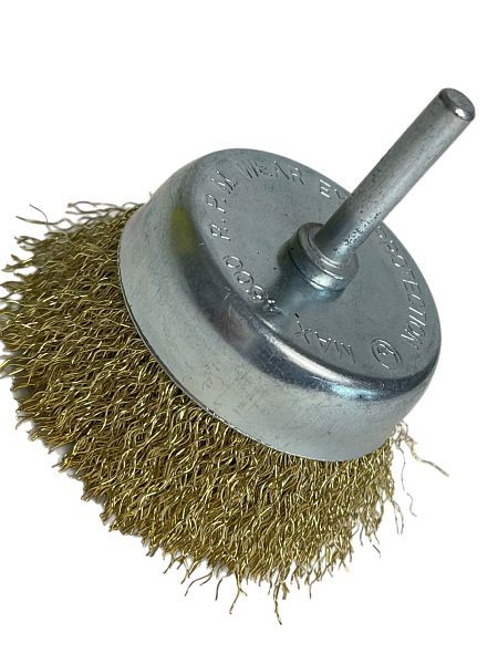 VaGo-Tools Topfbürsten Drahtbürsten 75mm Messingbeschichtet mit Schaft, VE: 6 Stück, 09-042x6_xv