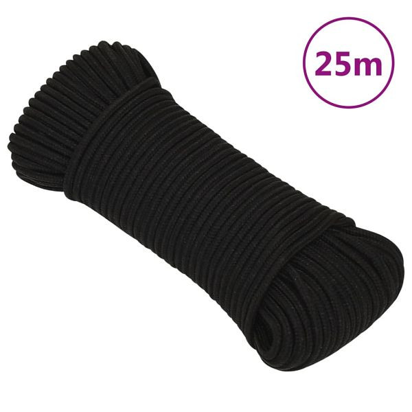 vidaXL Arbeitsseil Schwarz 3 mm 25 m Polyester, Material: Polyester, 152797