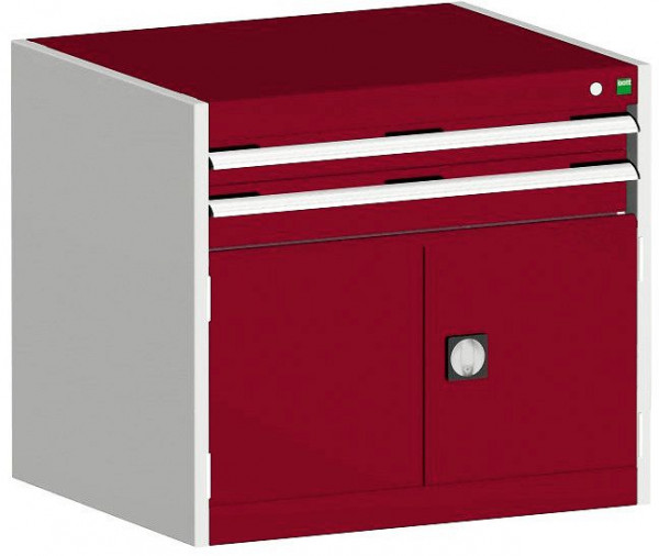 bott cubio Schubladenschrank bestückt mit 2 Schubladen, Tür BxTxH: 800 x 525 x 700 mm, RAL 7035/3004, 40012007.24V