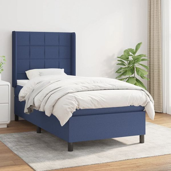 vidaXL Boxspringbett mit Matratze Blau 80x200 cm Stoff, 3131391