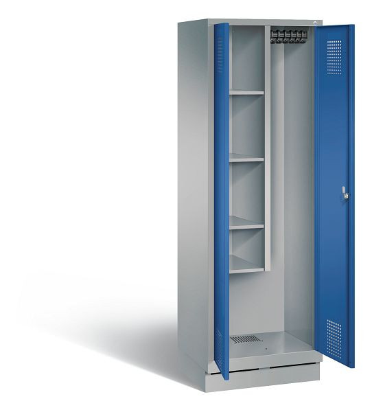 C+P Putzmittel-Spind Evolo, H1800xB610xT500mm, Farbe: Weißaluminium / Enzianblau, 48120-00 S10168