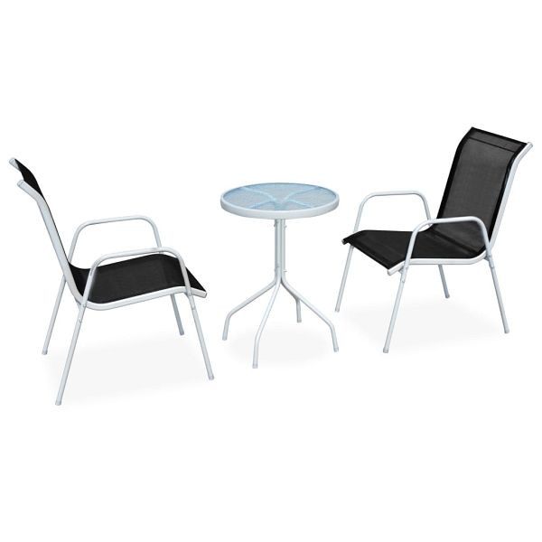 vidaXL 3-teilig Bistro-Set Stahl Schwarz, 43314