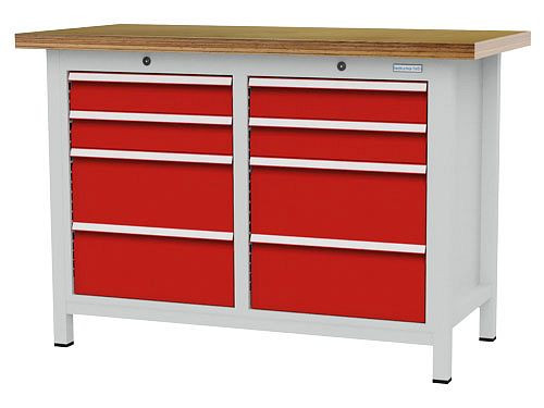 Bedrunka+Hirth Kastenwerkbank, R 18-16, Schubladenanzahl: 8, Maße: 1250 x 600 x 859 mm, Tragkraft Schublade(n): 75 kg, 03T512H60275
