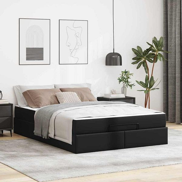 vidaXL Bettgestell mit Matratze Schwarz 140 x 190 cm Kunstleder, 3399425