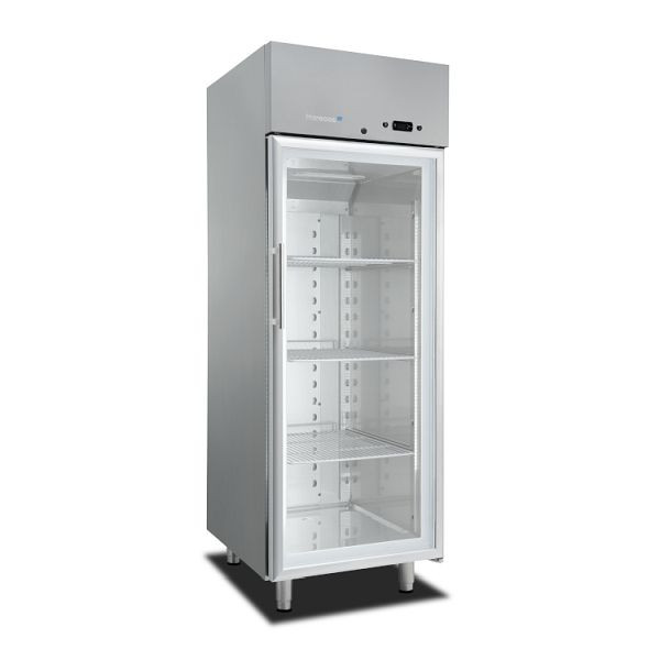 Marecos Softline Edelstahl 700 Liter GN 2/1 Kühlschrank mit Glastür und Umluftkühlung, 221.022