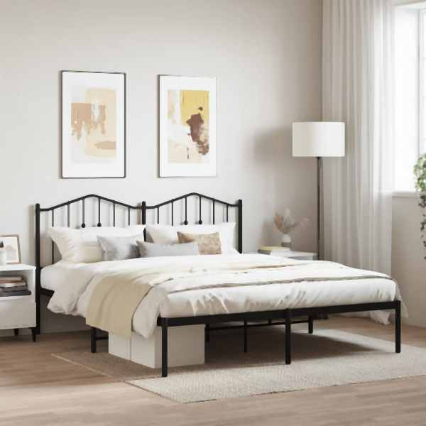 vidaXL Bettgestell mit Kopfteil Metall Schwarz 180x200 cm, 373793