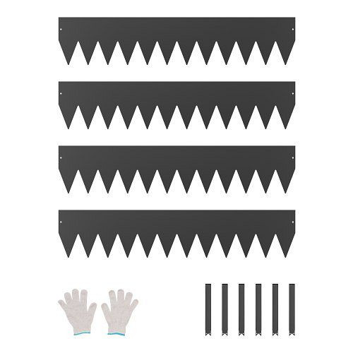 VEVOR Rasenkante Metall schwarz, 4er Set 1016x203x1,5 mm, biegbare Beetumrandung, einfach installierbare Gartenpalisade, DXGJSPZ4PCS4YBUS9V0