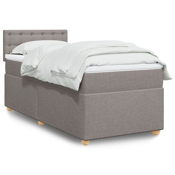 vidaXL Boxspringbett mit Matratze Taupe 90x200 cm Stoff, 3288881