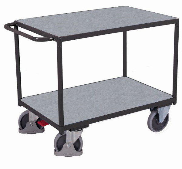 VARIOfit Schwerer Tischwagen mit 2 Zinkblechladeflächen, Außenmaße: 1.190 x 700 x 920 mm (BxTxH), sw-700.505/AG