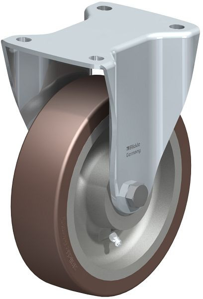 Blickle BH-GB 180K Stahlblech-Bockrolle, Schwerlast-Ausführung, mit Anschraubplatte, Blickle Besthane®, Braun, 754048