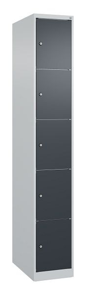 C+P Schließfachschrank Classic PLUS, 1850x300x500mm, 7035/7016, mit 5 Fächern, 080000-105 S10007