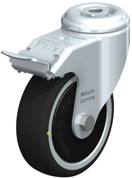 Blickle LKRA-PATH 101K-11-FI-ELS-FK Apparate-Lenkrolle mit Rückenloch & Feststeller, Thermoplastisches Polyurethan, Grau, 848793