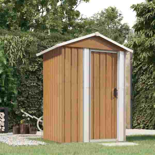 vidaXL Geräteschuppen Braun 126x97,5x177 cm Verzinkter Stahl, 316236