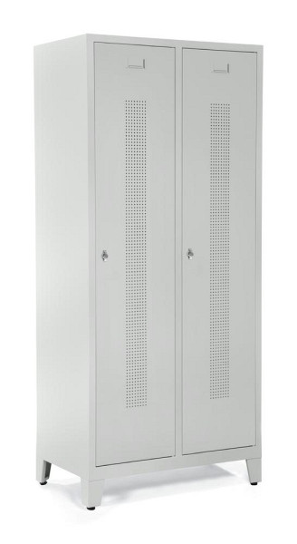 Deskin Garderobenspind SYSTEM SP1 mit Füßen, Korpus und Türen Lichtgrau RAL 7035, H 1800 x B 800 x T 500 mm, Drehriegelverschluss, 330861