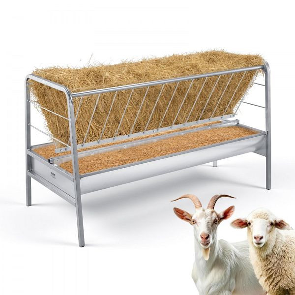 VEVOR Heuraufe, 2-in-1 Getreide- & Heufuttertrog, 352 L, 147 cm, Stahl, für Ziegen, Schafställe, Bauernhöfe, Pferdeboxen, SCWSQEHYLSWS4S2F8001V0