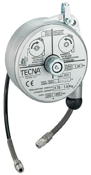 Bedrunka+Hirth Federzug mit Schlauch, max. 8 bar, 30 L / min., beiseitig 1 / 4 ”, Auszug 1400 mm, Tragkraft 0,4 - 0,8 kg, 03.900.60
