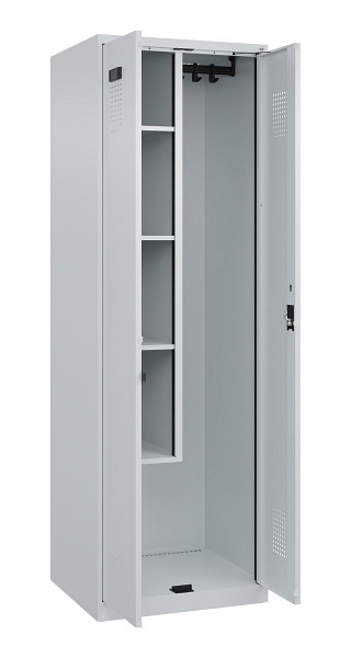C+P Putzmittel-Spind Evolo PLUS, 2 Abteile, 1850x600x500mm, 7035/7035, Zylinderschloss, 049100-00 S10040