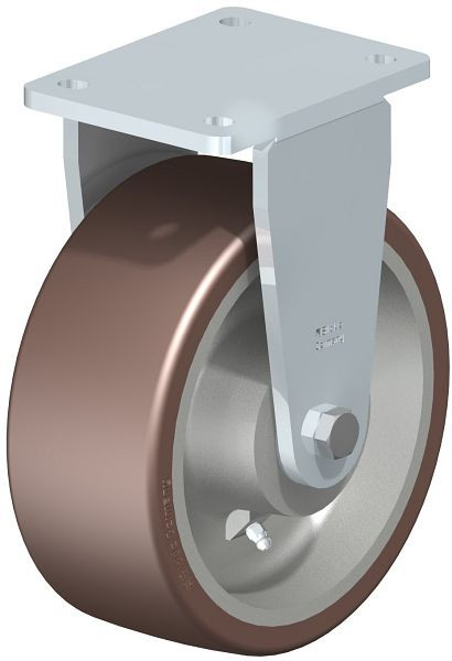Blickle BO-GB 202K Stahlblech-Bockrolle, Schwerlast-Ausführung, mit Anschraubplatte, Blickle Besthane®, Braun, 754151
