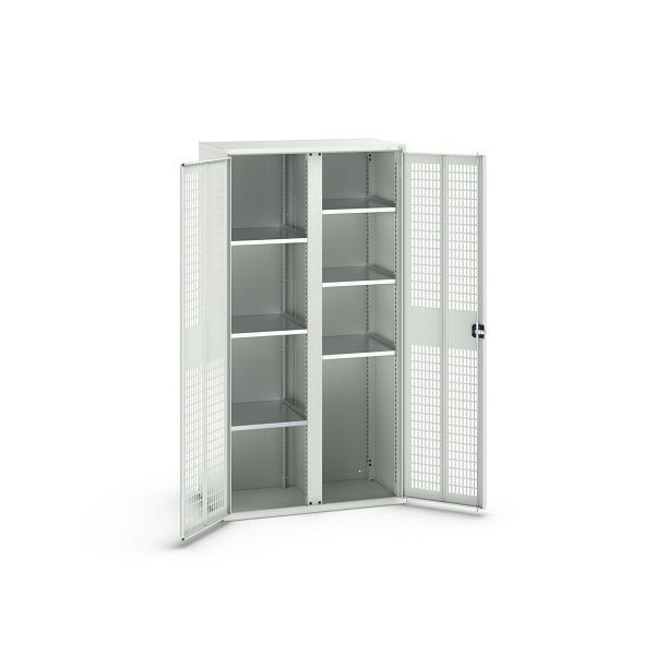 bott verso Garderobenschrank mit Belüftung, mit 6 Fachböden und Trennwand, BxTxH: 1050 x550 x 2000 mm, Lichtgrau / Lichtgrau, 16926775.16