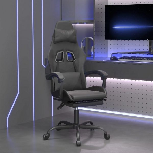 vidaXL Gaming-Stuhl mit Fußstütze Schwarz Kunstleder, 3143862
