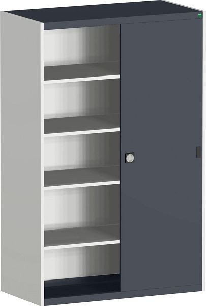 bott cubio Schiebetürenschrank bestückt mit 4 Fachböden BxTxH: 1300 x 650 x 2000 mm, RAL 7035/7016, 40022065.19V