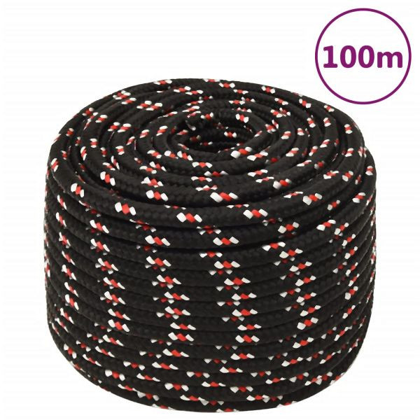 vidaXL Bootsseil Schwarz 12 mm 100 m Polypropylen, 152354