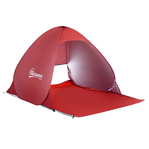 Outsunny Pop-up-Zelt, Strandzelt, Campingzelt, Polyester, 200 x 150 x 119 cm, Rot, A20-036RD