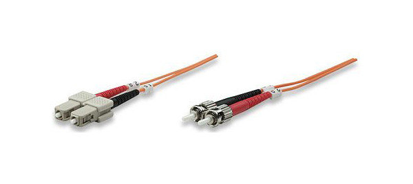 INTELLINET Glasfaser LWL-Anschlusskabel, Duplex, Multimode, ST/SC, 62,5/125 µm, OM1, 2 m, orange, 515795